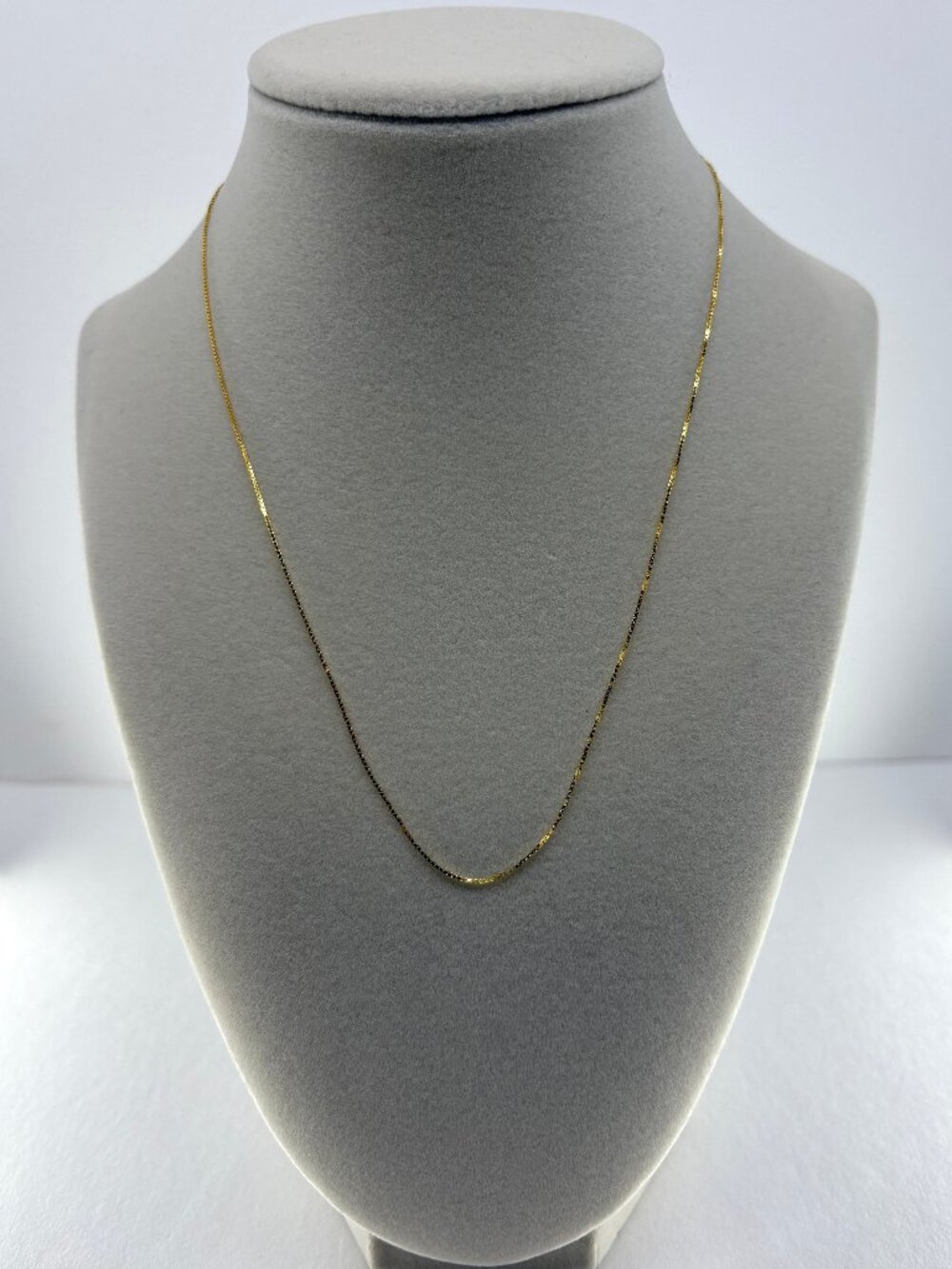 925 Sterling Silver 18K Gold Plated Box Chain Necklace 0.7mm 40+5cm Dainty 1.3g